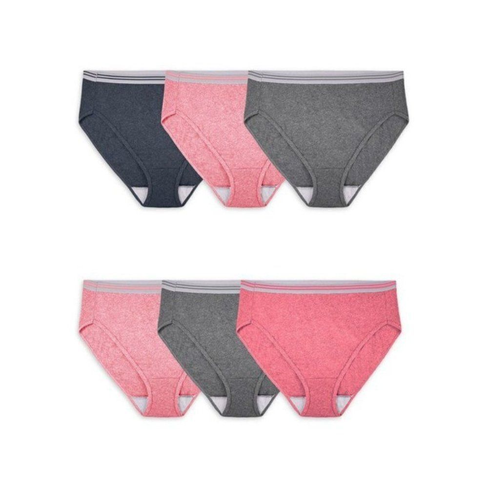 Fruit Of The Loom Womens Multicolor Heather Low Rise Brief Pantie Sz 8/XL 6 Pack